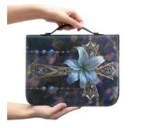 Ceudet Funda para la Biblia marrón para mujeres y hombres, bolsa de transporte clásica con cremallera, protector de la Biblia para Iglesia, libro grande, confía en el Awith All Your Heart, Cruz de
