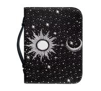 Ceudet Funda para la Biblia para mujer, gran capacidad, bolsa diaria para la iglesia, protector de las Escrituras, regalos de vacaciones, Luna negra y sol, M