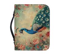 Ceudet Funda para la Biblia para mujer, gran capacidad, bolsa diaria para la iglesia, protector de las Escrituras, regalos de vacaciones, Floral de pavo real vintage, M