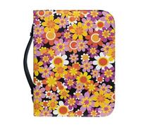 Ceudet Funda para la Biblia para mujer, gran capacidad, bolsa diaria para la iglesia, protector de las Escrituras, regalos de vacaciones, Flores hippie amarillas y rosadas, M