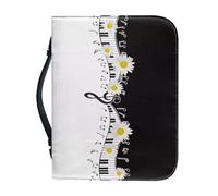 Ceudet Funda para la Biblia para mujer, gran capacidad, bolsa diaria para la iglesia, protector de las Escrituras, regalos de vacaciones, Daisy Music Notes con teclado de piano, L