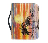 Ceudet Funda para la Biblia para mujer, gran capacidad, bolsa diaria para la iglesia, protector de las Escrituras, regalos de vacaciones, Hermoso árbol de coco al atardecer, M
