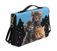 Ceudet Funda para la Biblia para mujeres y hombres, bolsa de cuero para la Biblia, fundas para la Biblia para mujeres y hombres con bolsillos, protector de cubierta de libro, Tres gatos, XX-Large