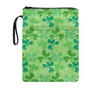 Ceudet Funda para libro con cremallera y bolsillo frontal, portátil, con cuerda, para mujeres y hombres, patrón de trébol de San Patricio, Trébol de San Patricio, Talla única