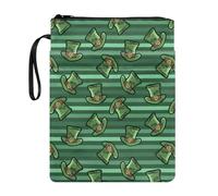 Ceudet Funda para libro con cremallera y bolsillo frontal, portátil, con cuerda, para mujeres y hombres, patrón de trébol de San Patricio, Sombrero verde a rayas, Talla única