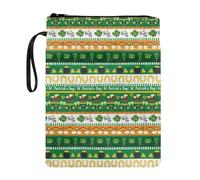 Ceudet Funda para libro con cremallera y bolsillo frontal, portátil, con cuerda, para mujeres y hombres, patrón de trébol de San Patricio, Fiesta vintage de San Patricio, Talla única