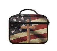 Ceudet Funda para libro de la Biblia occidental, organizador de la Biblia, Cruz y bandera americana, Talla única