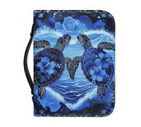 Ceudet Funda portátil de piel sintética con estampado de colibrí y rosa china, bolsa de libro con asa superior, bolsa de escritura para iglesia, tamaño L, Tortuga marina rosa, L