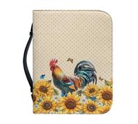 Ceudet Funda portátil de piel sintética con estampado de colibrí y rosa china, bolsa de libro con asa superior, bolsa de escritura para iglesia, tamaño L, Girasol Gallo Mariposa, XX-Large