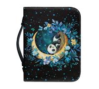 Ceudet Funda protectora de la Biblia de poliuretano personalizable para la Biblia, Lindo panda floral luna, M