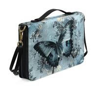 Ceudet Fundas bíblicas con estampado de colibrí de rosa blanca para mujeres y hombres, funda bíblica novedosa, accesorios bíblicos con asa superior y correa, bolsa de mano para la iglesia, Mariposa