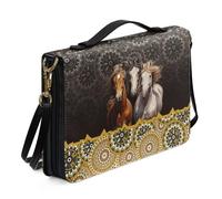 Ceudet Fundas de cuero para la Biblia, fundas para libros de la Biblia, fundas para mujeres y hombres, con bolsillos, kit de accesorios bí, Caballo de viento étni, XX-Large