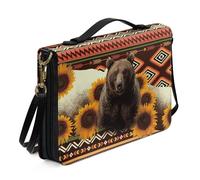 Ceudet Fundas de cuero para la Biblia, fundas para libros de la Biblia, fundas para mujeres y hombres, con bolsillos, kit de accesorios bí, Oso étnico, M
