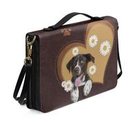Ceudet Fundas de cuero para la Biblia occidental, fundas para la Biblia para mujeres y hombres con bolsillos, bolsas de la Biblia para mujeres y hombres, Daisy Dog, X-Large