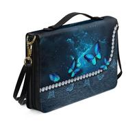 Ceudet Fundas de cuero para la Biblia occidental, fundas para la Biblia para mujeres y hombres con bolsillos, bolsas de la Biblia para mujeres y hombres, Mariposa de noche estrellada01, L