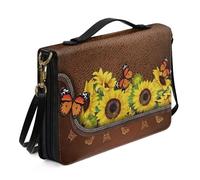 Ceudet Fundas de cuero para la Biblia occidental, fundas para la Biblia para mujeres y hombres con bolsillos, bolsas de la Biblia para mujeres y hombres, Mariposas con cremallera, M