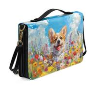 Ceudet Fundas de cuero para la Biblia occidental, fundas personalizadas para la Biblia para mujeres y hombres, funda extra grande para mujeres y hombres, Pintura Corgi, X-Large