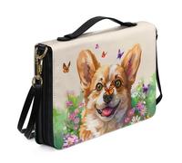 Ceudet Fundas de cuero para la Biblia occidental, fundas personalizadas para la Biblia para mujeres y hombres, funda extra grande para mujeres y hombres, Corgi de mariposa, XX-Large