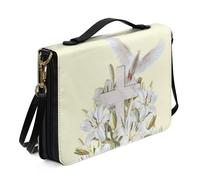 Ceudet Fundas de cuero para la Biblia para mujeres y hombres con bolsillos, bolsas de la Biblia y bolsas para mujeres y hombres, kit de accesorios bíblicos, Cruz de paloma blanca, X-Large