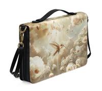 Ceudet Fundas de cuero para la Biblia para mujeres y hombres con bolsillos, bolsas de la Biblia y bolsas para mujeres y hombres, kit de accesorios bíblicos, Flores blancas de colibrí, L