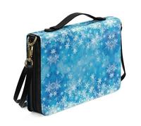 Ceudet Fundas de libro para Biblias, funda de piel para Biblia, funda de transporte de la Biblia occidental para mujeres y hombres, Copos de nieve 01, L