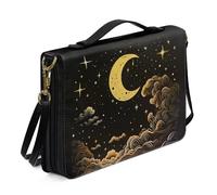 Ceudet Fundas de libro para tapa dura, fundas de cuero para la Biblia para mujeres y hombres, kit de accesorios bíblicos occidentales, La luna amarilla, L