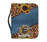 Ceudet Fundas para Biblia Cross para hombre, multifuncional, para mujeres y niñas, fundas grandes para Biblia con cremallera y asa para bolsa de Biblia de estudio, Leopardo Otoño, M