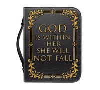 Ceudet Fundas para Biblia Cross para hombre, multifuncional, para mujeres y niñas, fundas grandes para Biblia con cremallera y asa para bolsa de Biblia de estudio, God is Within Her She Will Not Fall,