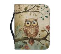Ceudet Fundas para Biblia para mujer, de piel sintética, con asa y cremallera, para niñas, bolsa de Biblia, flores cruzadas y mariposas, M, Bonito búho., XX-Large