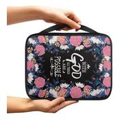 Ceudet Fundas para la Biblia con diseño de cruz y flores para mujer, multiusos, ligera, bolsa para Biblia, decoración de Pascua, bolsa de escritura con cremallera alrededor, flores, Talla única