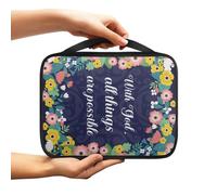 Ceudet Fundas para la Biblia con diseño de cruz y flores para mujer, multiusos, ligera, bolsa para Biblia, decoración de Pascua, bolsa de escritura con cremallera alrededor, margarita, Talla única