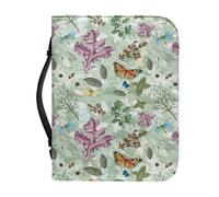 Ceudet Fundas para la Biblia con flores rosas para mujer, funda de piel sintética con asa y cremallera, funda de Biblia floral rosa para niñas, bolsa de Biblia, XL, Mariposas y flora tropical,