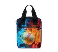 Ceudet Fundas para la Biblia de fútbol en acuarela, funda multiusos para transporte de la Biblia, bolsas portátiles y duraderas para mujeres, funda grande para Biblia y libros, Fire Baseball-azul y
