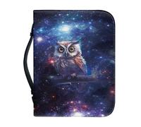 Ceudet Fundas para la Biblia de piel sintética con diseño de flores bohemias moradas con asa y cremallera para niñas, 2XL, Cielo morado y búho, XX-Large