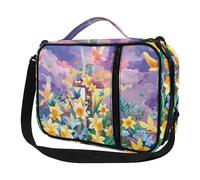 Ceudet Fundas para la Biblia para mujeres y hombres con bolsillos, bonita funda de la Biblia Diversebee con correa, Estampado de cruces de flores amarillas, Talla única