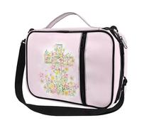 Ceudet Fundas para la Biblia para mujeres y hombres con bolsillos, bonita funda de la Biblia Diversebee con correa, Estampado de cruces de flores rosas, Talla única