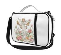 Ceudet Fundas para la Biblia para mujeres y hombres con bolsillos, bonita funda de la Biblia Diversebee con correa, Estampado de cruces de flores rosadas 01, Talla única
