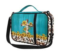 Ceudet Fundas para la Biblia para mujeres y hombres con bolsillos, bonita funda de la Biblia Diversebee con correa, Estampado de leopardo y girasol, Talla única