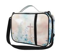Ceudet Fundas para la Biblia para mujeres y hombres con bolsillos, bonita funda de la Biblia Diversebee con correa, Estampado de cruz de cielo rosa, Talla única