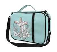 Ceudet Fundas para la Biblia para mujeres y hombres con bolsillos, bonita funda de la Biblia Diversebee con correa, Estampado de cruces de flores verdes, Talla única
