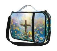 Ceudet Fundas para la Biblia para mujeres y hombres con bolsillos, bonita funda de la Biblia Diversebee con correa, Estampado de cruz de girasol, Talla única