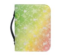 Ceudet Fundas para la Biblia para mujeres y niñas, funda de transporte de la Biblia de piel sintética con asa, portátil, impermeable, Sirena colorida, M: 9.2x6.3x1.6 Inch
