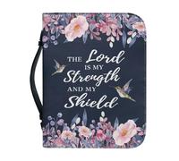 Ceudet Fundas para la Biblia para mujeres y niñas, funda de transporte de la Biblia de piel sintética con asa, portátil, impermeable, Colibrí Flor, M: 9.2x6.3x1.6 Inch