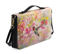 Ceudet Fundas para libros de la Biblia para mujeres y hombres, fundas de cuero para la Biblia para mujeres y hombres, kit de accesorios bíblicos, Flores rojas del colibrí, M