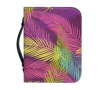 Ceudet Fundas para libros de tapa dura para mujeres y hombres con bolsillos, fundas de cuero para la Biblia, Hojas de palma rosa, M