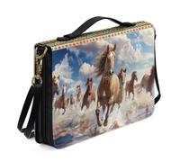 Ceudet Novedosas bolsas de Biblia para mujeres y niñas, de piel sintética, con correa y asa, marcapáginas, bolsa de iglesia, Caballo azteca occidental, L
