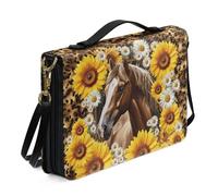 Ceudet Novedosas bolsas de Biblia para mujeres y niñas, de piel sintética, con correa y asa, marcapáginas, bolsa de iglesia, Caballo corriendo marrón, 2 X-grande