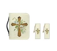 Ceudet Sunset - Funda de transporte de la Biblia para mujer, multiusos, protector de libros de la Biblia para mujer, marcapáginas de cuero de tamaño grande, hecho a mano, 2 piezas, Estampado cruzado,