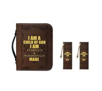 Ceudet Sunset - Funda de transporte de la Biblia para mujer, multiusos, protector de libros de la Biblia para mujer, marcapáginas de cuero de tamaño grande, hecho a mano, 2 piezas, Soy un hijo de