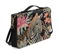 Ceudet Zebra - Funda para Biblia con asa y correa para el hombro, funda de transporte de cuero para Biblia, funda para libro de la Biblia con almacenamiento para bolígrafos, color negro, talla XL,